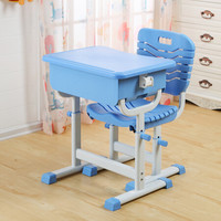 奈高 NG培训班课桌椅学生写字学习桌单人学校课桌椅家用简约舒适可调节高度蓝色套装