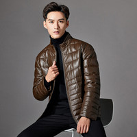 步森 BUSEN 绵羊皮衣 加厚白鸭绒 立领 15432811 深蓝 190