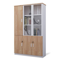 欧宝美文件柜定制储物柜板式木质三门办公室书柜文件柜浅胡桃色2000*1200*400