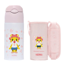 THERMOS 膳魔师 儿童保温杯316不锈钢儿童水杯一按即开巧虎IP粉色400ml 赠精美杯套 保温保冷