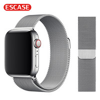 ESCASE 苹果手表表带金属磁吸搭扣米兰尼斯表带apple iwatch1/2/3/4/5代男女通用38/40mm S03爵士银