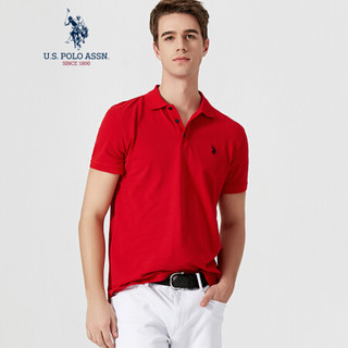 U.S. POLO ASSN. polo衫男士2019春夏新品多色纯棉潮流时尚短袖t恤1192101001 红色 XL