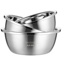 MAXCOOK 美厨 304不锈钢洗菜盆 加大加厚调料盆洗菜盆和面盆味斗套装 特大号三件套MCWA959