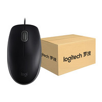 罗技（Logitech）M110 鼠标 箱装(20支装) 有线鼠标 办公鼠标 静音鼠标 对称鼠标 黑色 自营