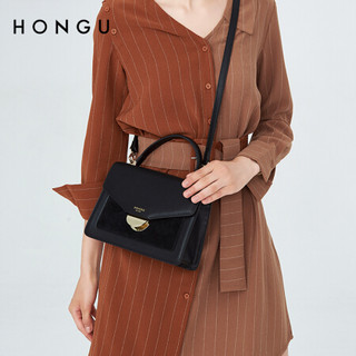 红谷（HONGU）女包包手拎单肩包时尚潮流女士单肩包斜挎包 H5132069漆黑