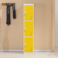 中伟更衣柜铁皮柜储物柜员工宿舍衣柜组合衣柜黄色三门