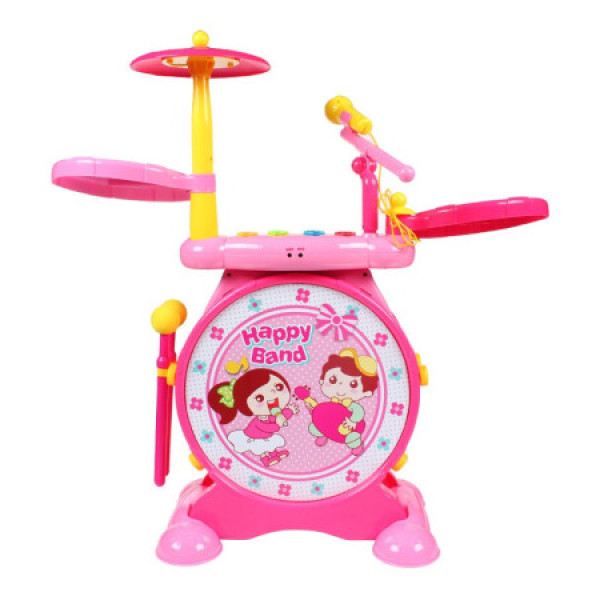 架子鼓玩具爵士鼓带电子琴男孩女孩玩具3-6岁音乐益智玩具 粉色架子鼓