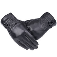 北诺（BETONORAY）绵羊皮手套 男士冬季加厚加绒保暖触屏手套 黑色 XL