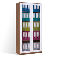 洛克菲勒 钢制文件柜档案柜资料柜咖啡套色通玻文件柜加厚款