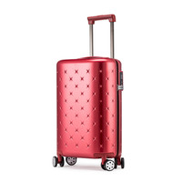 CCS 满天星拉链款 万向轮拉杆箱女轻便行李箱结婚箱子陪嫁旅行箱 登机箱包防刮雾面红20英寸