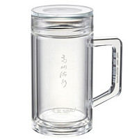 思宝（SIBAO）玻璃杯 高山流水办公杯-360ml高硼硅玻璃杯礼盒装无茶隔 商务车载密封茶杯