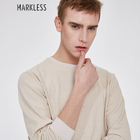 Markless 男士长袖T恤休闲打底衫圆领青年TXA8604M 卡其色 180/XL