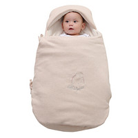 贝吻 婴儿睡袋秋冬新生儿抱被防踢被加厚款宝宝多功能睡袋B5010 咖色 50*80cm
