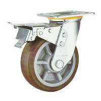 常成（chamcen）5寸平底双刹咖啡色人造橡胶轮 C13-12A125-42H 承重225静音双刹车万向轮 /个 可定制