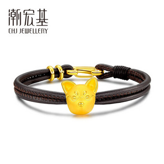 潮宏基 CHJ JEWELLERY 潮集狗狗-哈士奇生肖狗 黄金转运珠定价足金 XPG30003479  约0.70g 买即送手绳颜色随机