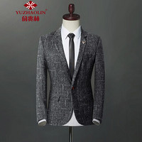 俞兆林（YUZHAOLIN）西服 男士时尚职业商务正装西服外套4016-1-1606黑色2XL