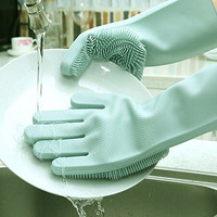 青苇 创意硅胶洗碗手套 宠物洗澡去毛手套 清洁手套 防滑耐高温 耐用不伤手