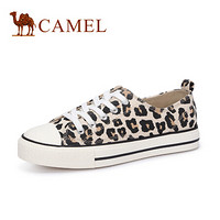 骆驼（CAMEL） 女士 新潮时尚豹纹圆头系带帆布鞋 A912266160 米色 39