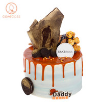 CakeBoss 芝士乳酪翻糖蛋糕 2磅 同城配送（6寸 10高 4-6人食 生日蛋糕 男士蛋糕 聚会）