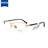 蔡司（ZEISS）镜架光学近视眼镜架男女款钛商务休闲眼镜框半框ZS-40005A F019金色框黑色腿54mm