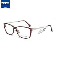蔡司（ZEISS）镜架光学近视眼镜架男女款钛板材商务休闲眼镜框全框ZS-70011 F300红色框银色腿55mm