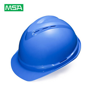 梅思安/MSA V-Gard500 ABS豪华型安全帽 超爱戴帽衬附下颏带 V型工地工程防砸防冲击头盔 可定制 蓝色 1个装