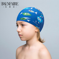 范德安（BALNEAIRE）YM005 儿童硅胶泳帽 男女童通用长发防水抗氯护耳训练时尚泳帽 蓝色小鱼