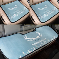 紫风铃 汽车坐垫三件套夏季3D卡通冰丝单片无靠背汽车座垫四季通用车垫 防滑办公座椅垫KT 3件套 鹿角