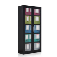 洛克菲勒 办公钢制铁皮柜文件柜黑色通玻开门文件柜加厚款