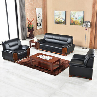 荣将 办公沙发茶几组合简约现代木质沙发商务办公室三人位沙发  短几