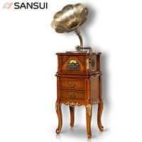 SANSUI 山水 V7 留声机 复古老式黑胶唱片机 仿古欧式电唱机音响 客厅音响