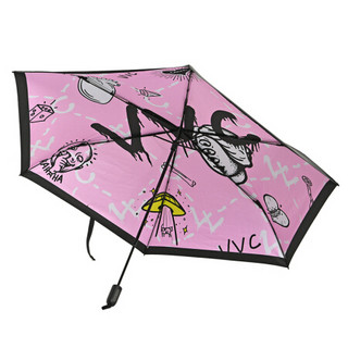 韩国VVC CM00091太阳伞女防紫外线雨伞双层折叠遮阳伞防晒晴雨两用伞 粉色 直径约110cm