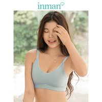 茵曼(INMAN)9891432006 小清新罗纹美背轻盈无钢圈吊带抹胸裹胸内衣 蓝色 M