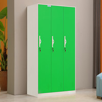 中伟更衣柜员工柜带门锁铁皮柜储物柜寄存包柜鞋柜浴室健身换衣柜彩色三门更衣柜定制款绿色