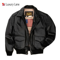 Luxury Lane 真皮皮衣夹克男士二战经典A2飞行员皮夹克加棉保暖外套加肥加大 猪皮 黑色 M(体重70-80kg)