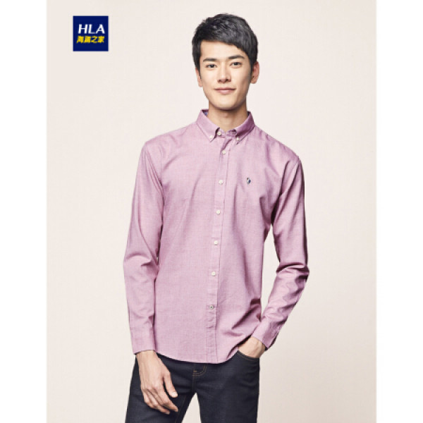 商品hla海澜之家 长袖衬衫男 hnead3v063a 色纺休闲质感 暗红 165/84a