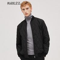 MARKLESS 夹克男时尚棒球领加厚夹克休闲薄棉服JKA8106M黑色185/100（XXL）