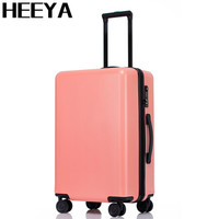 HEEYA防刮拉杆箱纯色旅行箱20英寸登机箱万向静音轮行李箱包 粉色