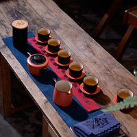 八马茶具 红色纳米釉陶瓷 功夫茶 茶壶茶杯茶叶罐茶席茶海 茶具套装 鉴赏套组