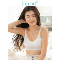 茵曼(INMAN)9891432006 小清新罗纹美背轻盈无钢圈吊带抹胸裹胸内衣 白色 M