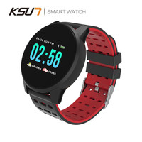 KSUN 步讯智能手环彩屏手表蓝牙户外运动款计步器久坐信息提醒天气防水心率血氧睡眠血压监测KSR701-红