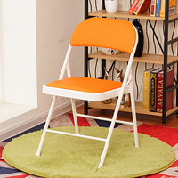 佐盛折叠椅实用会议椅培训椅洽谈椅家用会客椅办公椅白腿 橘面