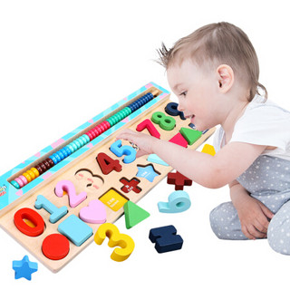Dan Ni Qi Te 丹妮奇特   三合一对数板积木早教益智玩具彩色数字形状男孩女孩宝宝婴儿配对板儿童玩具-4188