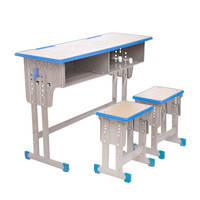 奈高 NG培训班课桌椅中小学生写字学习桌双人家用学校课桌椅套装木纹色加厚款