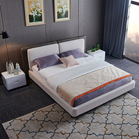 A家家具 床 现代简约卧室家具软靠大床 主卧婚床皮布结合软包双人床 1.8米床 2239