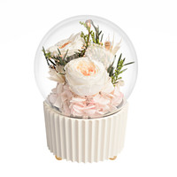 THEONE 唯忆 告白旋转音乐球 进口永生花白玫瑰玻璃罩礼盒  同城鲜花速递 表白生日送女友情人节礼物