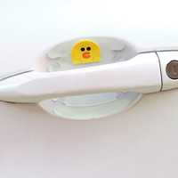 车动力 汽车门碗保护膜 车门把手保护膜 卡通隐形划痕拉手把手防刮贴保护车贴通用型 汽车用品 小黄鸭4片装