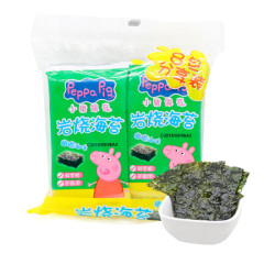 小猪佩奇Peppa Pig宝宝零食儿童即食紫菜橄榄油味海苔片1.6g*8包(新老包装随机发货) *28件