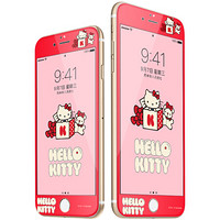 Hello Kitty 苹果iPhone6plus/6splus钢化膜 全覆盖卡通手机保护贴膜 3D软边防碎彩膜 棉花糖凯蒂 红色