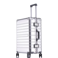 HEEYA全铝镁合金拉杆箱商务旅行箱静音万向轮行李箱24英寸银色